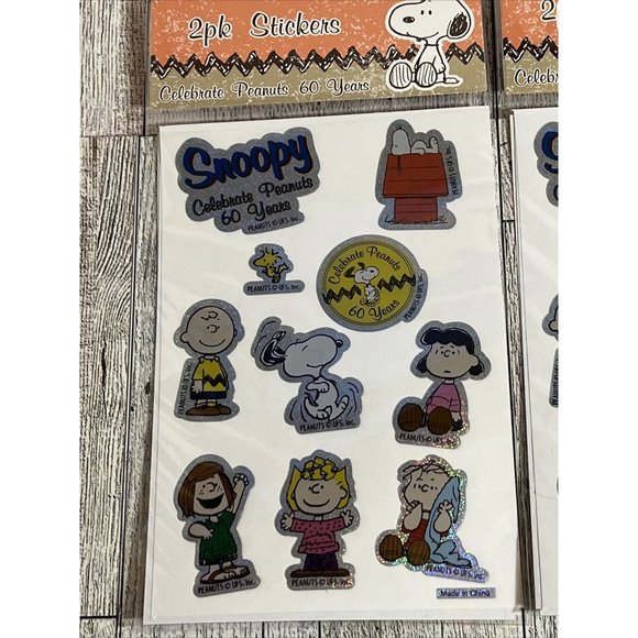 2009 Snoopy 5 Packs Of Stickers To Celebrate PEANUTS 60 YEARS 2 Sheets Each - Picture 2 of 6